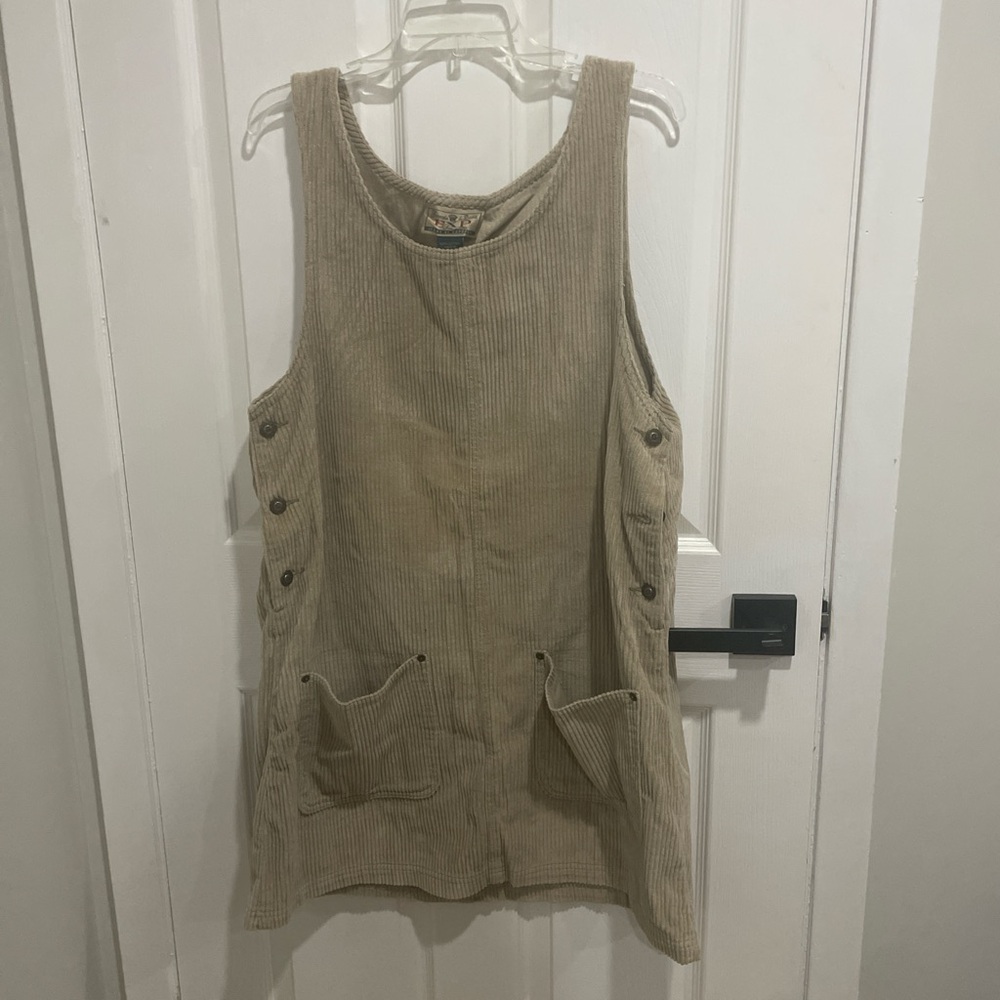 Women’s vintage express corduroy overall dress jumper 100% cotton size large